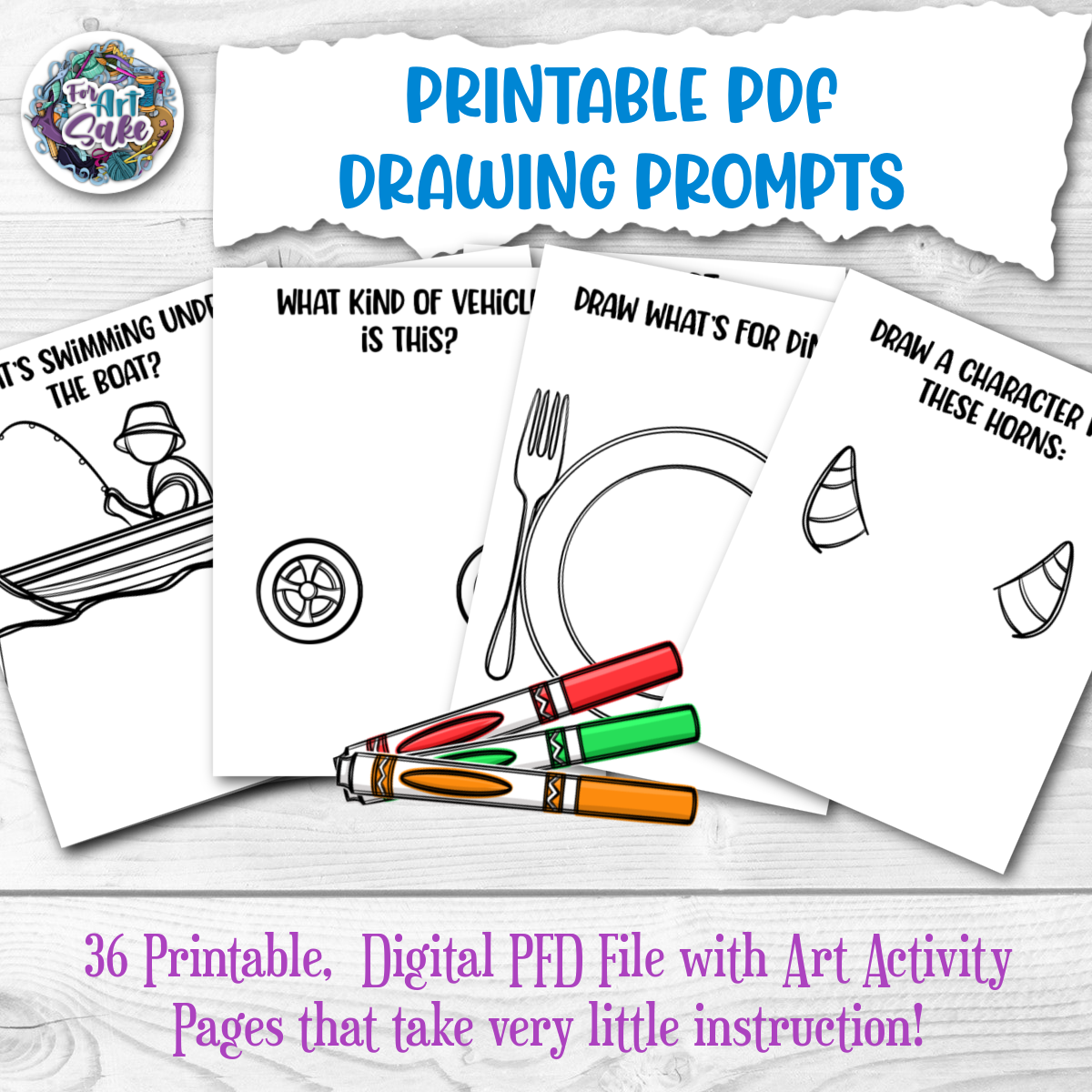 Art Activity Printable Pages- 36 PDF Pages Digital file