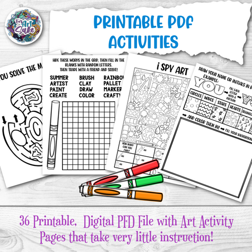 Art Activity Printable Pages- 36 PDF Pages Digital file