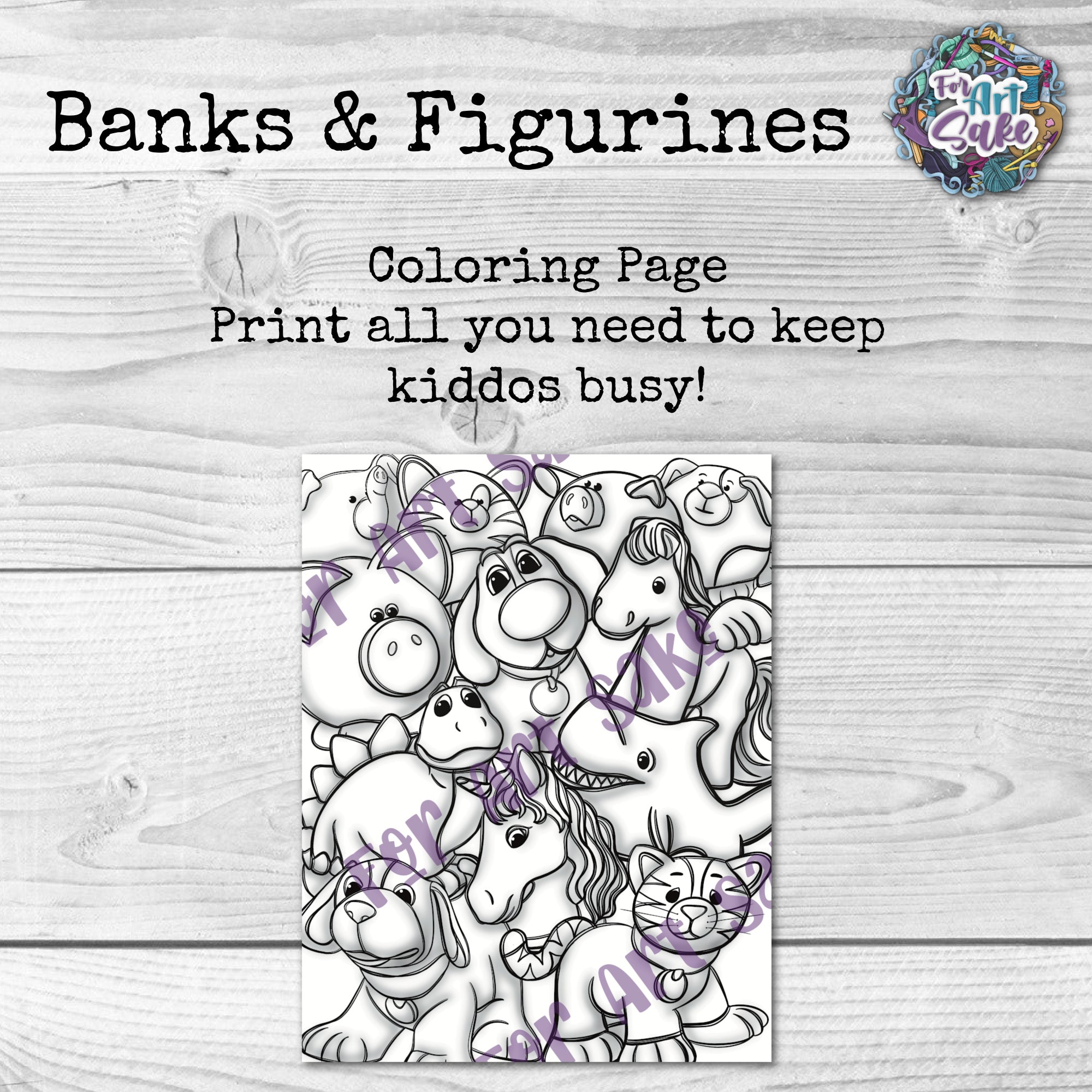 Banks and Figures Coloring Page- Unlimited Use Download