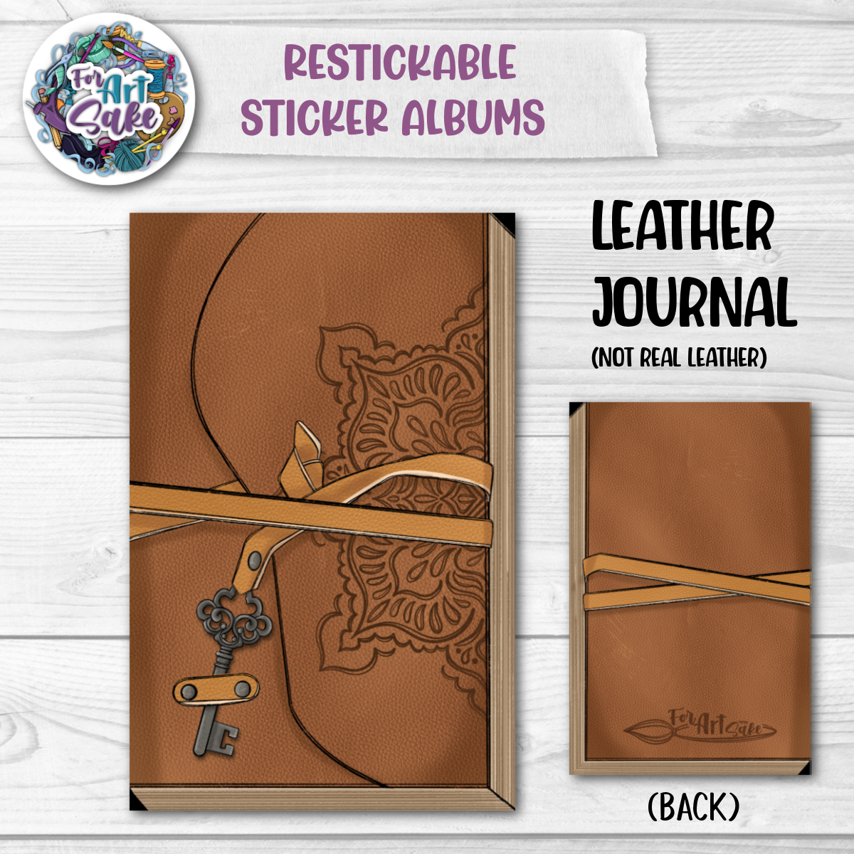 Leather Journal:  Restickable Sticker Album