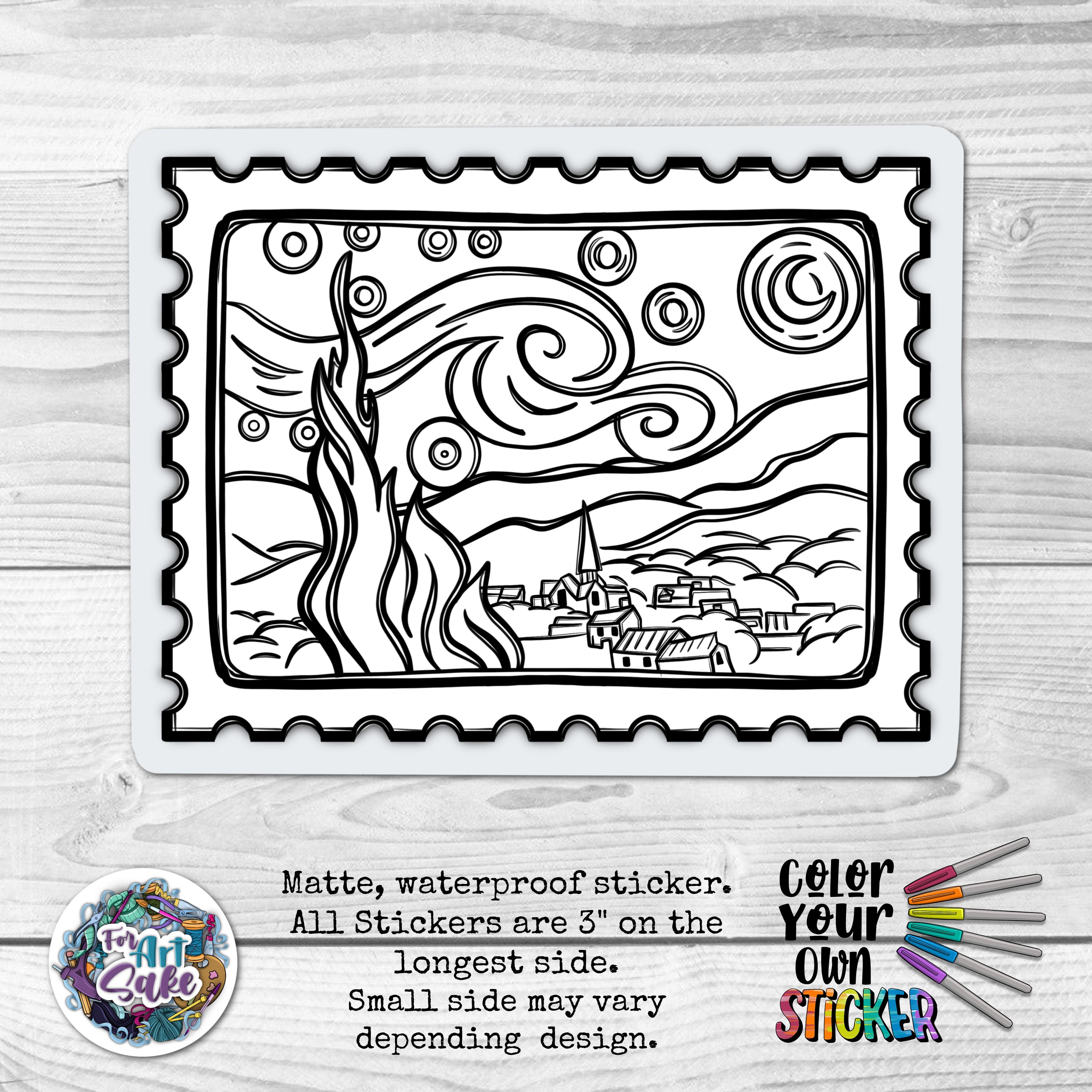 Starry Night Stamp- CYO Sticker